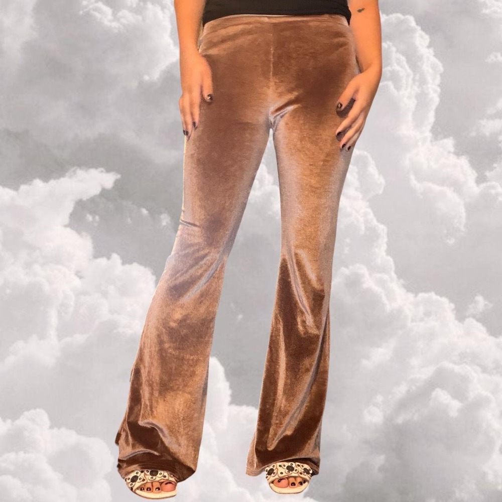 NGOrder Brown boho velour flared pants size small